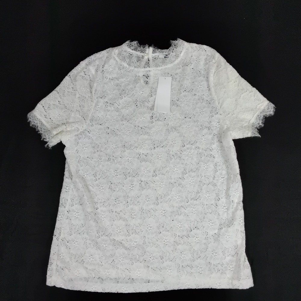 Gina Tricot Lori Off White Lace Short Sleeve Blouse Top XL NWT 77628